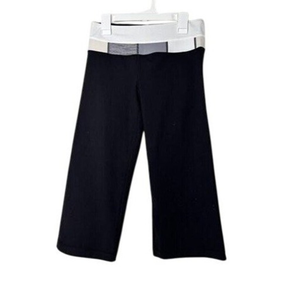 Lululemon Athletica Black Colorblock Waistband Crop‎ Yoga Pants Size 4